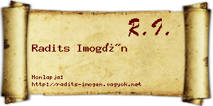 Radits Imogén névjegykártya